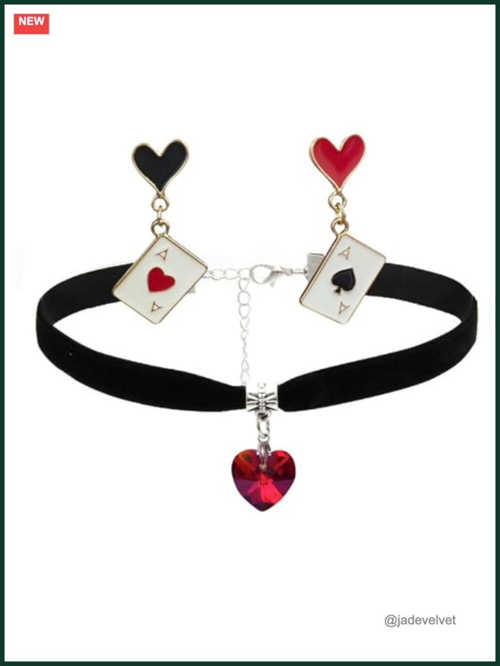 Red Heart Necklace Earrings Set Queen of Hearts Costume Jewelry